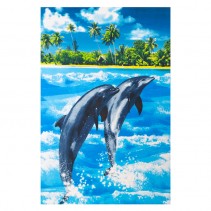 Пляжное вафельное полотенце "Дельфины" 100х150