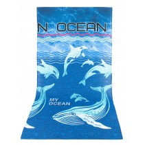 Банное, пляжное вафельное полотенце "Океан" 80х150