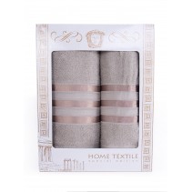 Подарочный набор махровых полотенец "Атласная лента", 50х90, 70х140, бежевый