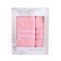 Подарочный набор махровых полотенец "Атласная лента", 50х90, 70х140, розовый