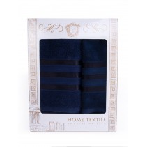 Подарочный набор махровых полотенец "Атласная лента", 50х90, 70х140, кобальтово-синий
