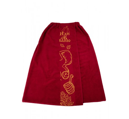 Килт Женский "Иди в Баню", темно-красный, махровое полотенце, 90х150
