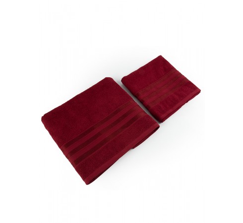 Набор махровых полотенец "Атласная лента", 53х83, 72х135, бордовый