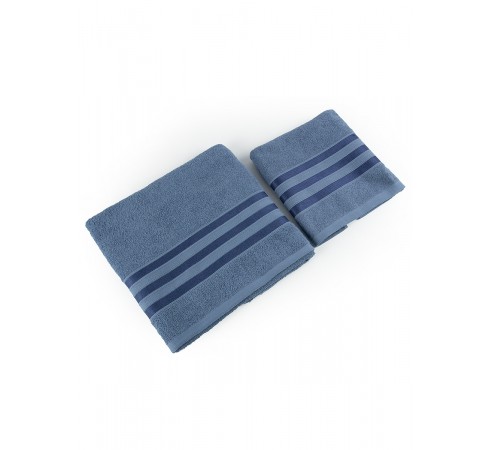 Набор махровых полотенец "Атласная лента", 53х83, 72х135, серо-голубой