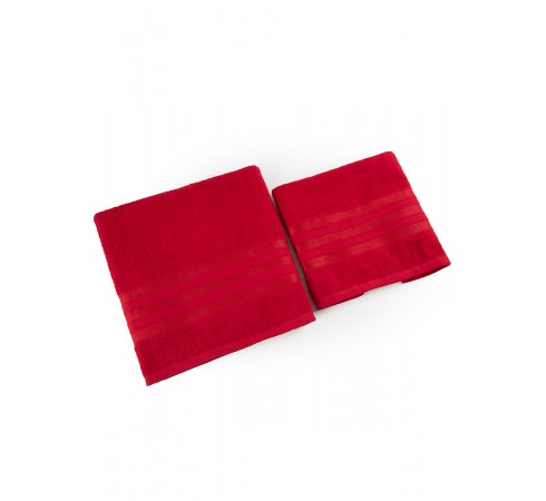 Набор махровых полотенец "Атласная лента", 53х83, 72х135, красный
