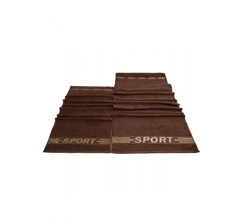Набор махровых полотенец "Спорт", 2 шт, 50х85, 70х135, коричневый