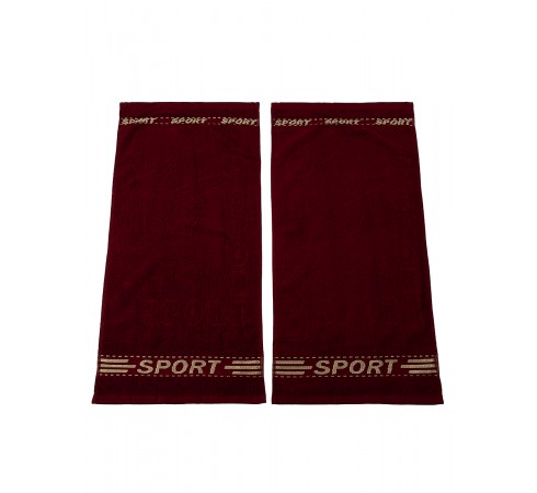 Набор махровых полотенец "Спорт", 2 шт, 35х70, бордовый
