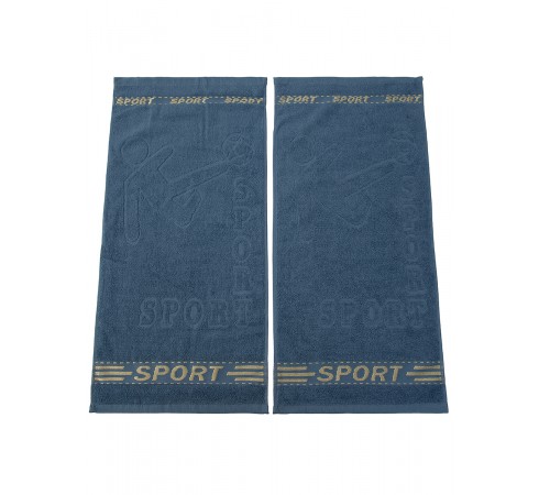 Набор махровых полотенец "Спорт", 2 шт, 35х70, серо-синий