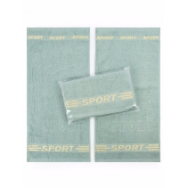 Набор махровых полотенец "Спорт", 2 шт, 35х70, серо-салатовый