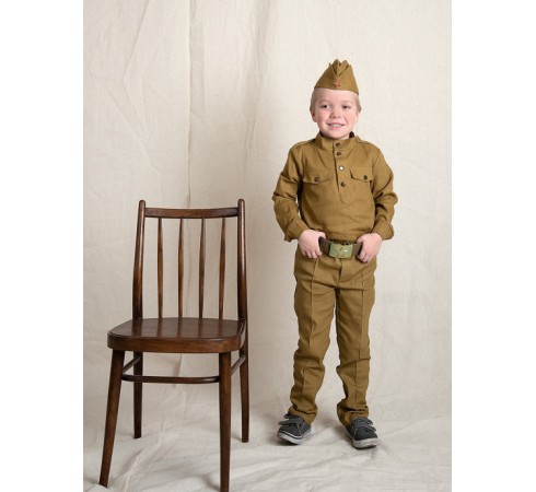Комплект для мальчика, Гимнастерка, брюки, пилотка, ремень, Георгиевская ленточка, размер 122-128