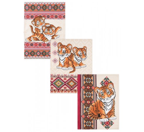 Набор вафельных полотенец "Вышиванка тигр" 45х60, 3 шт